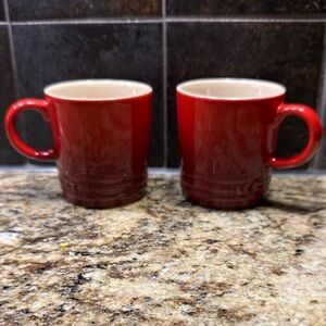 (2) Le Creuset “Cerise” Cherry Red London Espresso Mugs